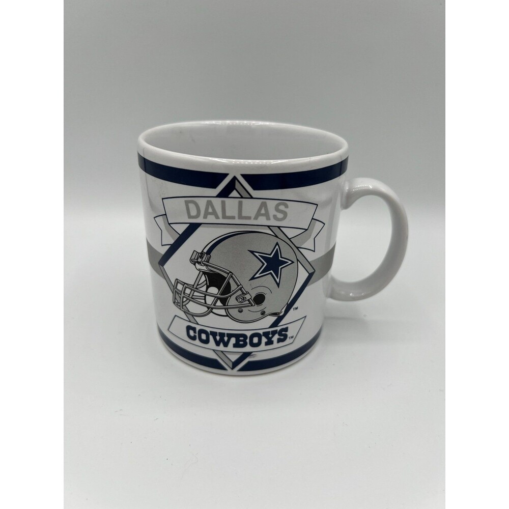 Dallas Cowboys Jumbo Coffee Mug Oversized 15oz White Ceramic Cup Navy Blue